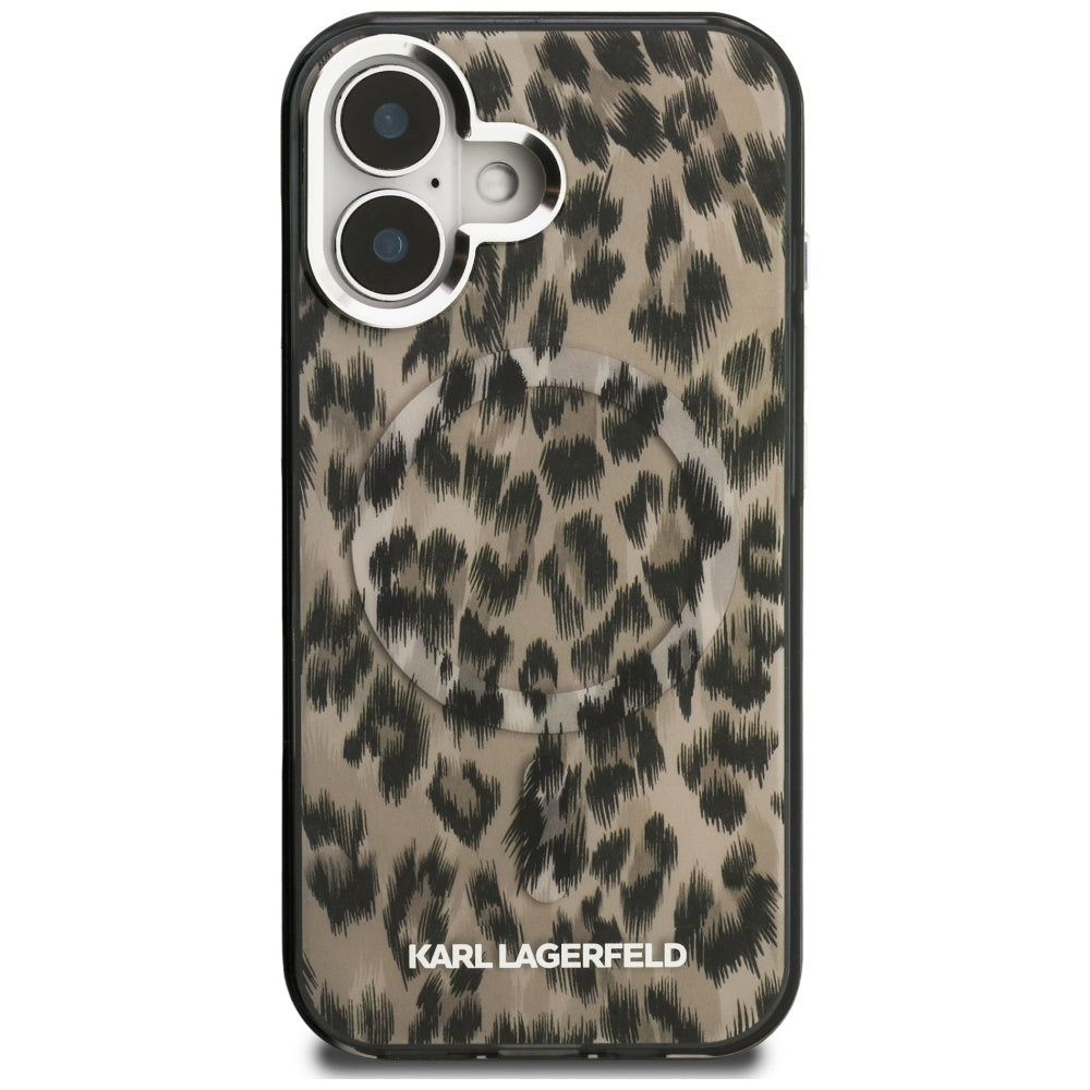 Handyhülle Karl Lagerfeld IML Leopard Pattern MagSafe für iPhone 16, Braun