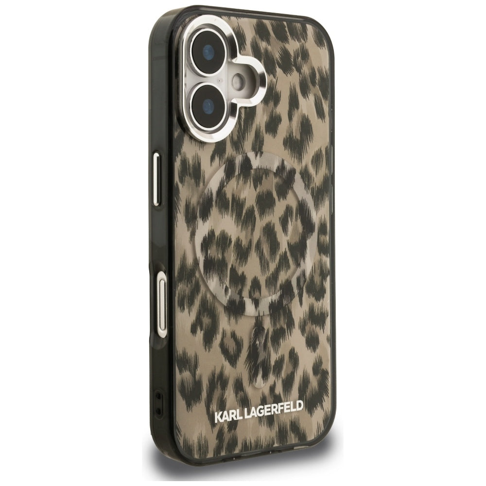 Handyhülle Karl Lagerfeld IML Leopard Pattern MagSafe für iPhone 16, Braun