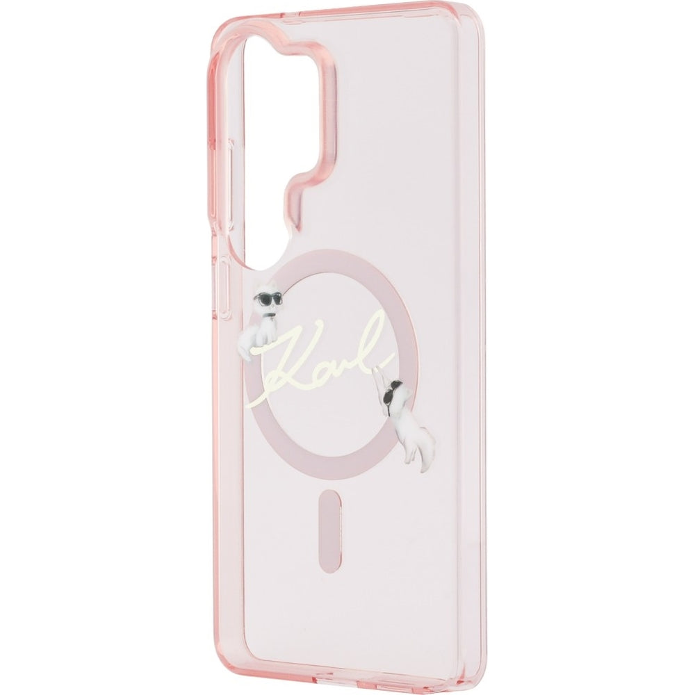 Handyhülle für Galaxy S26 Ultra,  Karl Lagerfeld IML Print MagSafe, Transparent pink mit Choupette