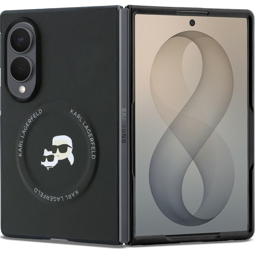 Handyhülle Karl Lagerfeld Karl and Choupette Pins für Galaxy Z Fold8 mit MagSafe, Schwarz