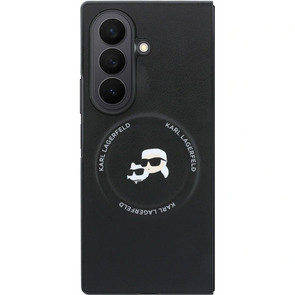 Handyhülle Karl Lagerfeld Karl and Choupette Pins für Galaxy Z Fold8 Ultra mit MagSafe, Schwarz