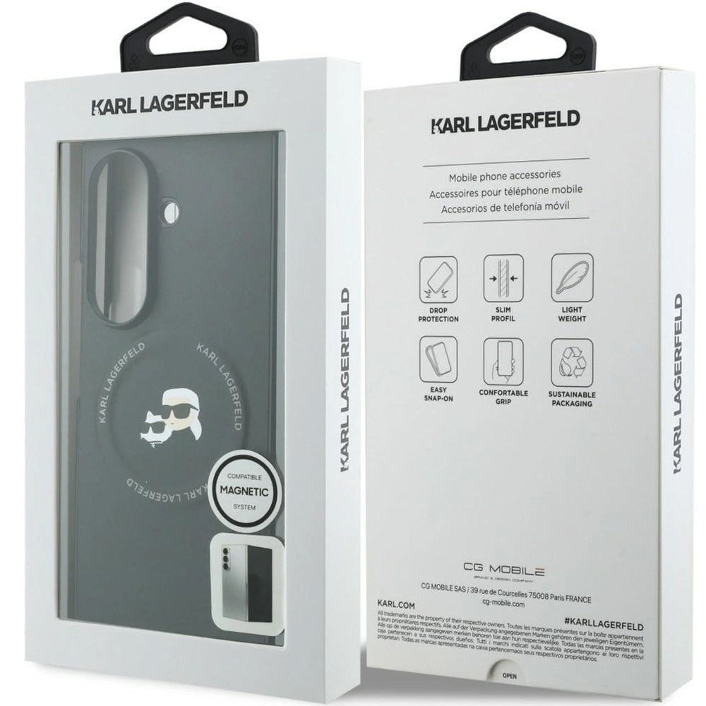 Handyhülle Karl Lagerfeld Karl and Choupette Pins für Galaxy Z Fold8 Ultra mit MagSafe, Schwarz