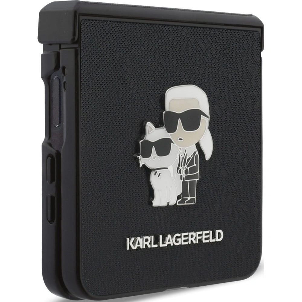 Handyhülle Karl Lagerfeld Saffiano Pins für Galaxy Z Flip8, Schwarz