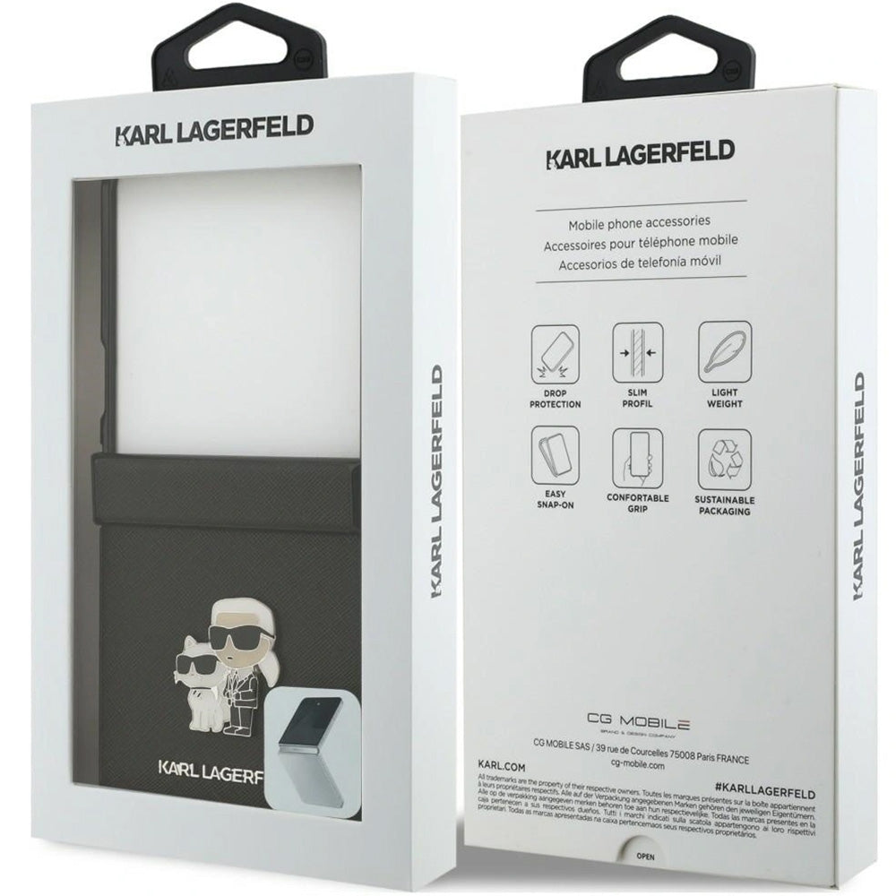 Handyhülle Karl Lagerfeld Saffiano Pins für Galaxy Z Flip8, Schwarz