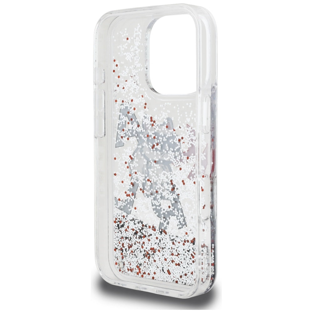 Handyhülle für iPhone 16 Pro, Karl Lagerfeld Liquid Glitter Choupette, Transparent
