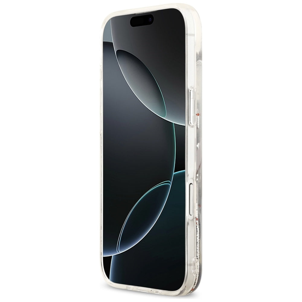 Handyhülle für iPhone Air, Karl Lagerfeld Liquid Glitter Choupette Logo mit MagSafe, Transparent, gemustert mit Glitzer