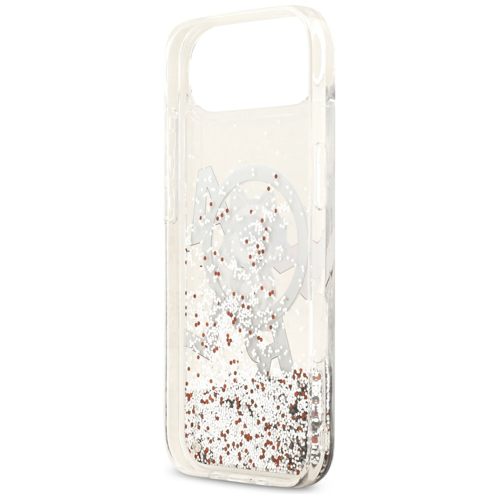Handyhülle für iPhone Air, Karl Lagerfeld Liquid Glitter Choupette Logo mit MagSafe, Transparent, gemustert mit Glitzer
