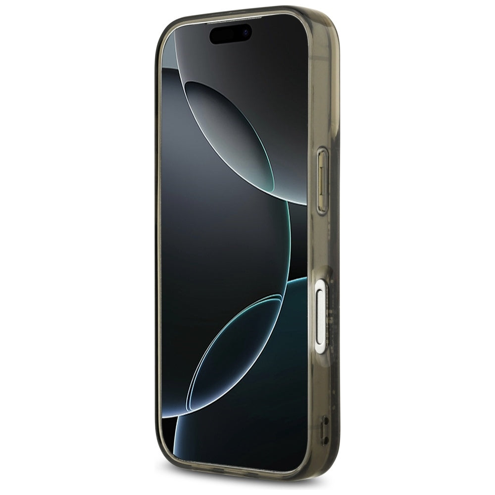 Handyhülle für iPhone 17 Pro, Karl Lagerfeld Liquid Glitter Choupette Logo mit MagSafe, Rauchig, gemustert mit Glitzer