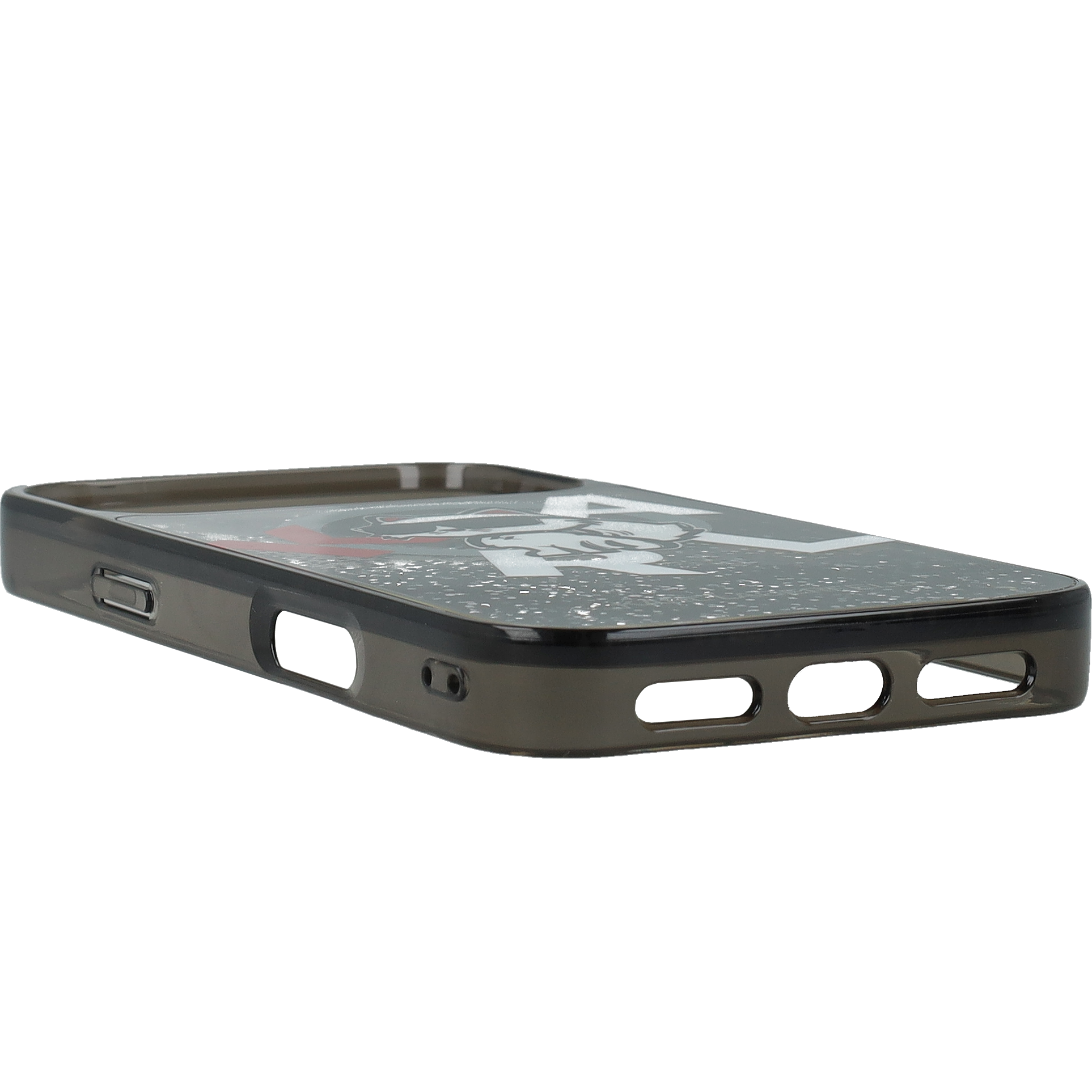 Handyhülle für iPhone 17 Pro Max, Karl Lagerfeld Liquid Glitter Choupette Logo mit MagSafe, Rauchig, gemustert mit Glitzer