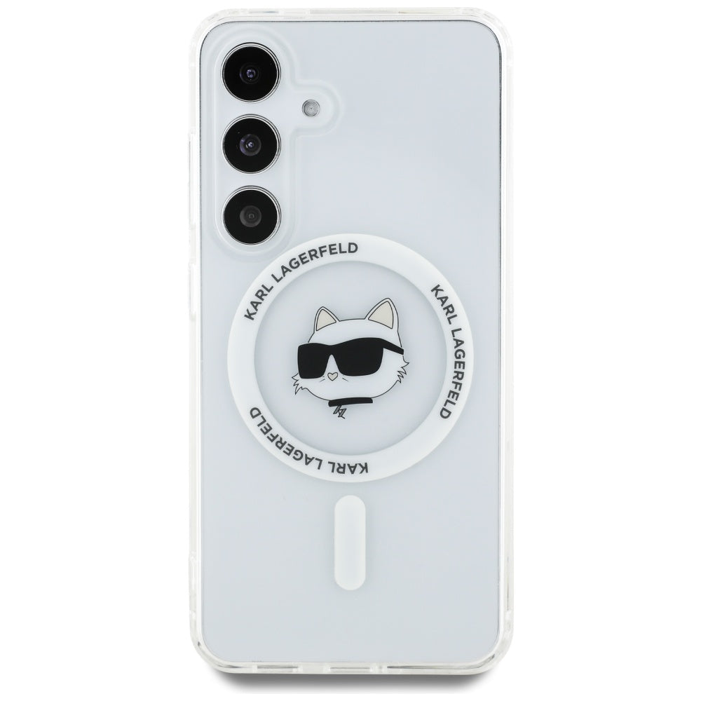Handyhülle für Galaxy S25 Plus, Karl Lagerfeld Button Choupette Head mit MagSafe, Transparent