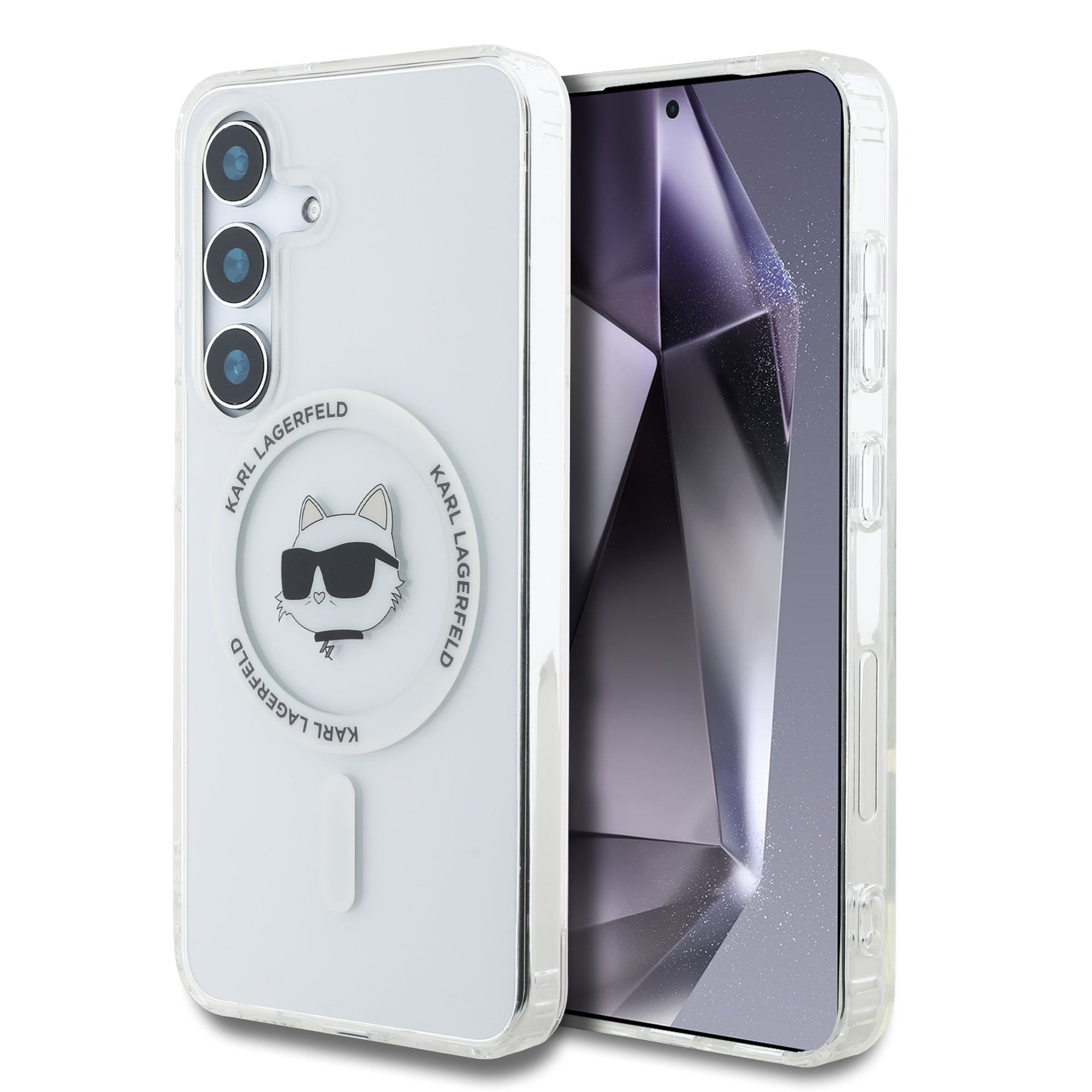 Handyhülle für Galaxy S25 Plus, Karl Lagerfeld Button Choupette Head mit MagSafe, Transparent