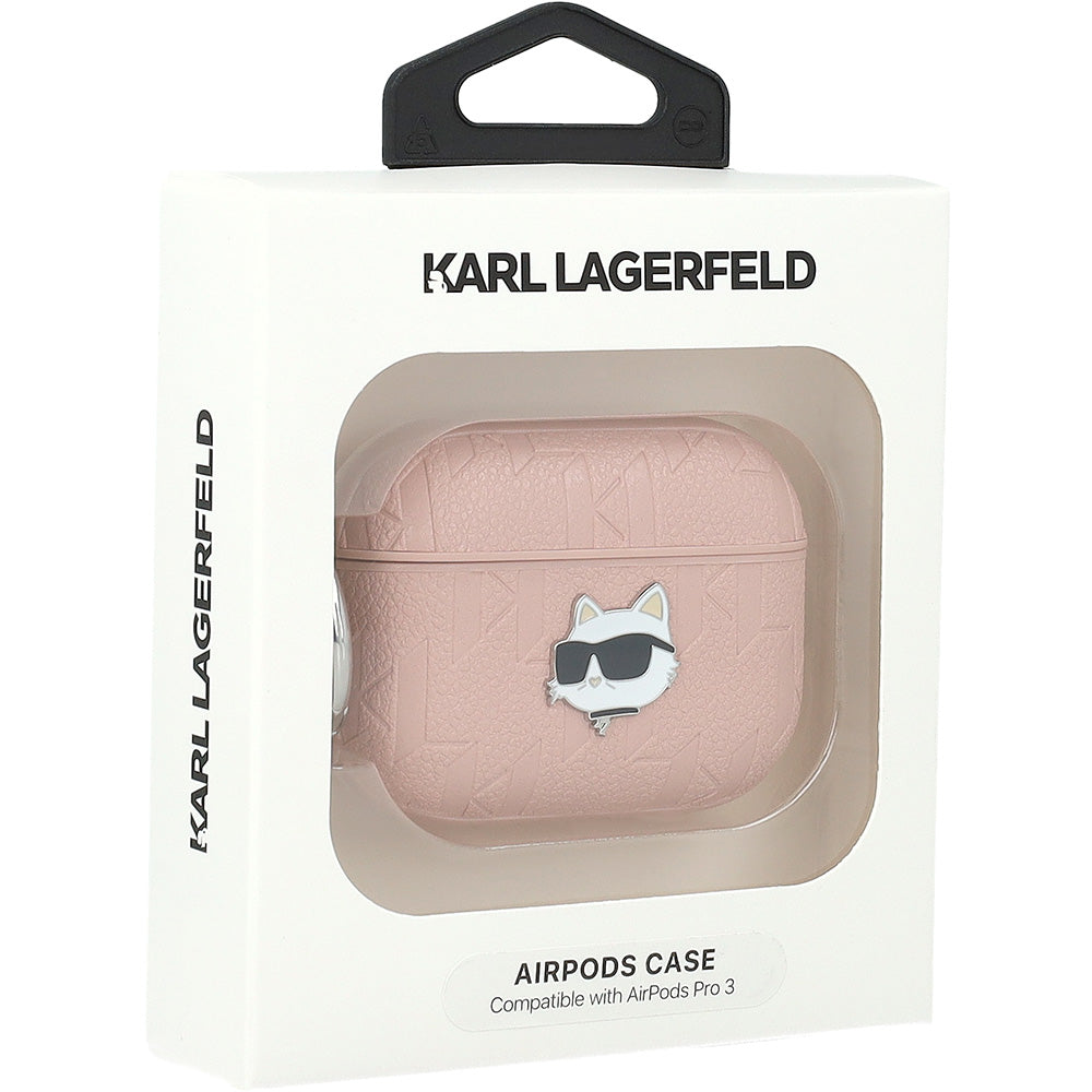 Schutzhülle für AirPods Pro 3, Karl Lagerfeld Monogram Choupette Head, Rosa