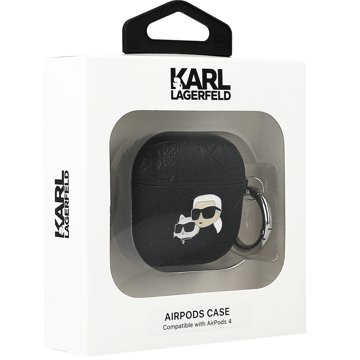 Schutzhülle für AirPods 5 / 4, Karl Lagerfeld Monogram Karl & Choupette Head, Schwarz