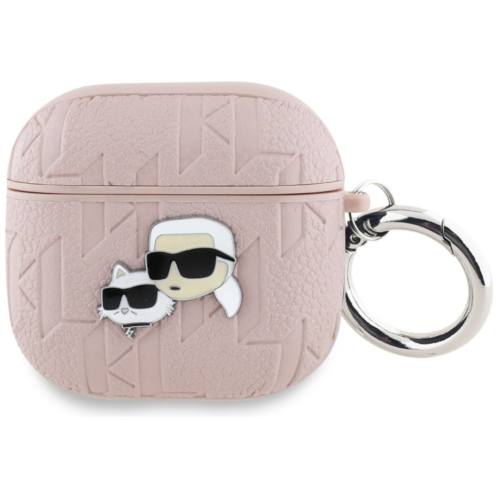 Schutzhülle für AirPods 5 / 4, Karl Lagerfeld Monogram Karl & Choupette Head, Rosa