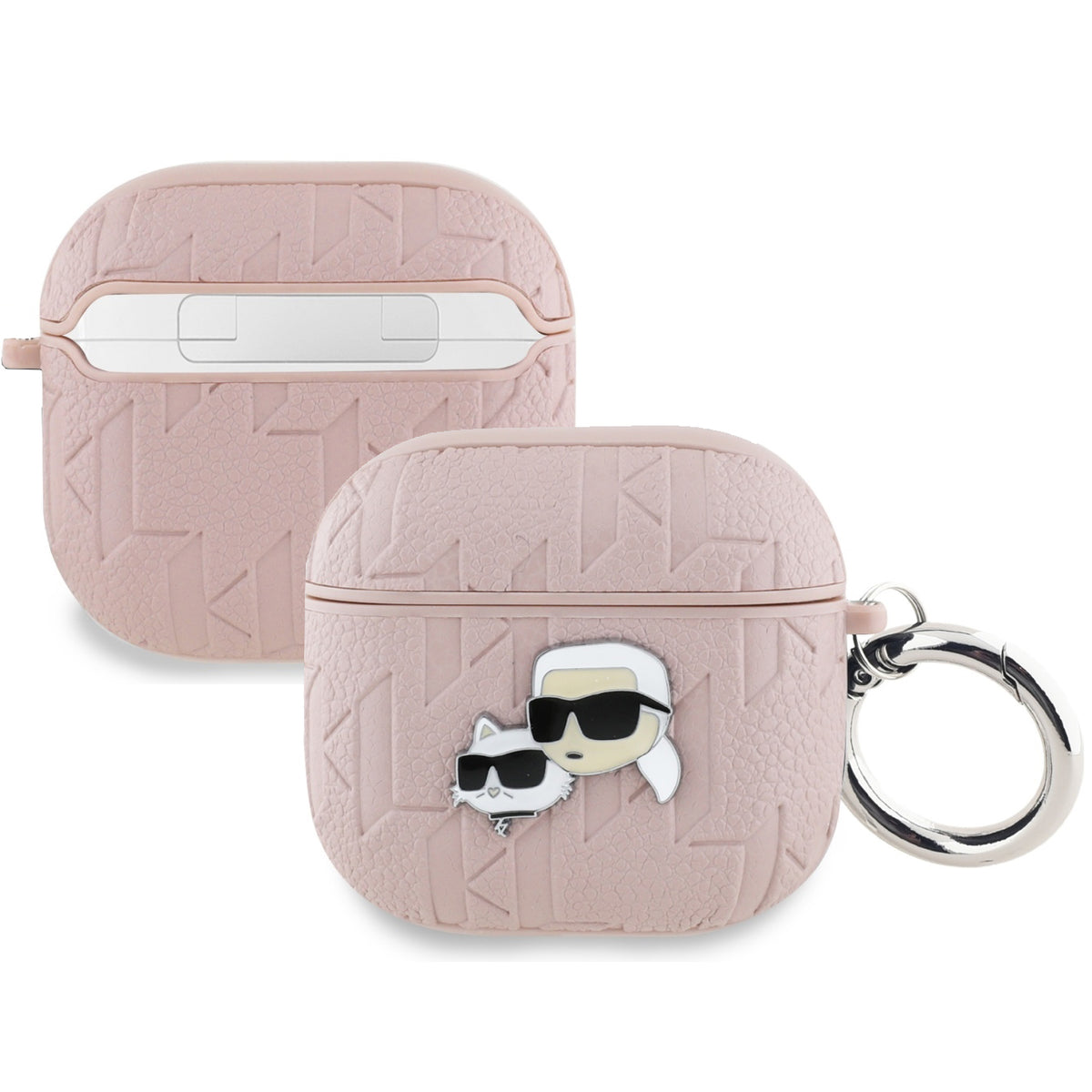 Schutzhülle für AirPods 5 / 4, Karl Lagerfeld Monogram Karl & Choupette Head, Rosa