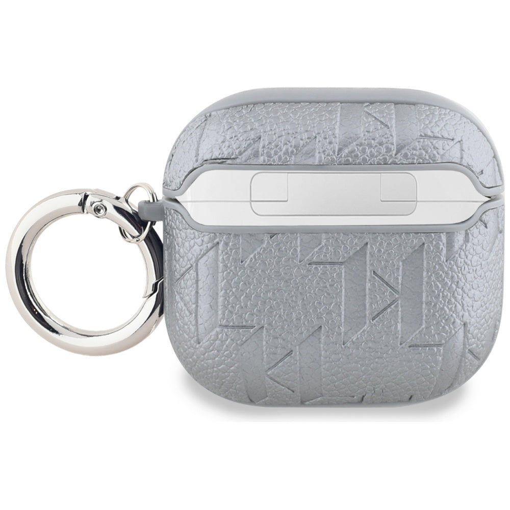 Schutzhülle für AirPods 5 / 4, Karl Lagerfeld Monogram Karl & Choupette Head, Silber