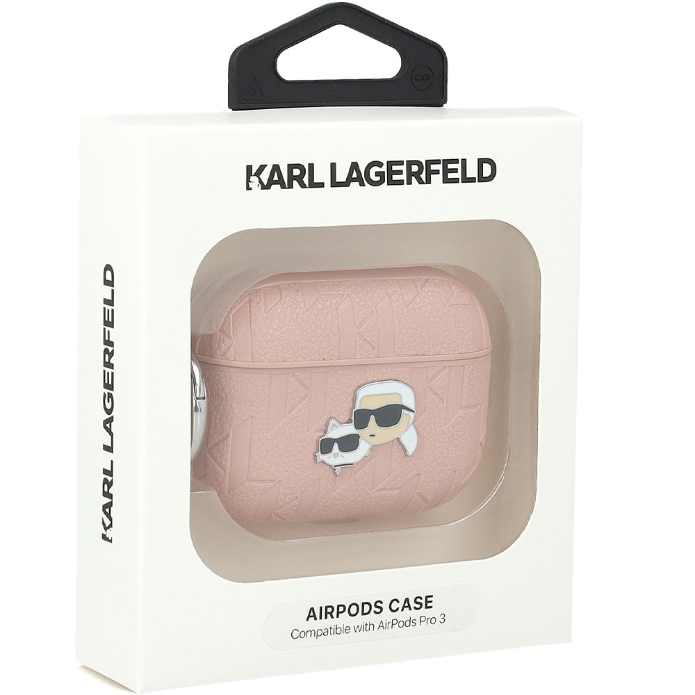 Schutzhülle für AirPods Pro 3, Karl Lagerfeld Monogram Karl and Choupette Head, Rosa