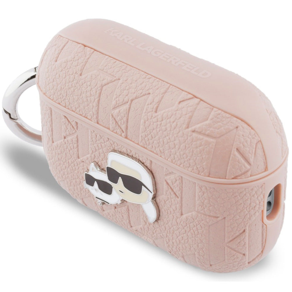 Schutzhülle für AirPods Pro 3, Karl Lagerfeld Monogram Karl and Choupette Head, Rosa