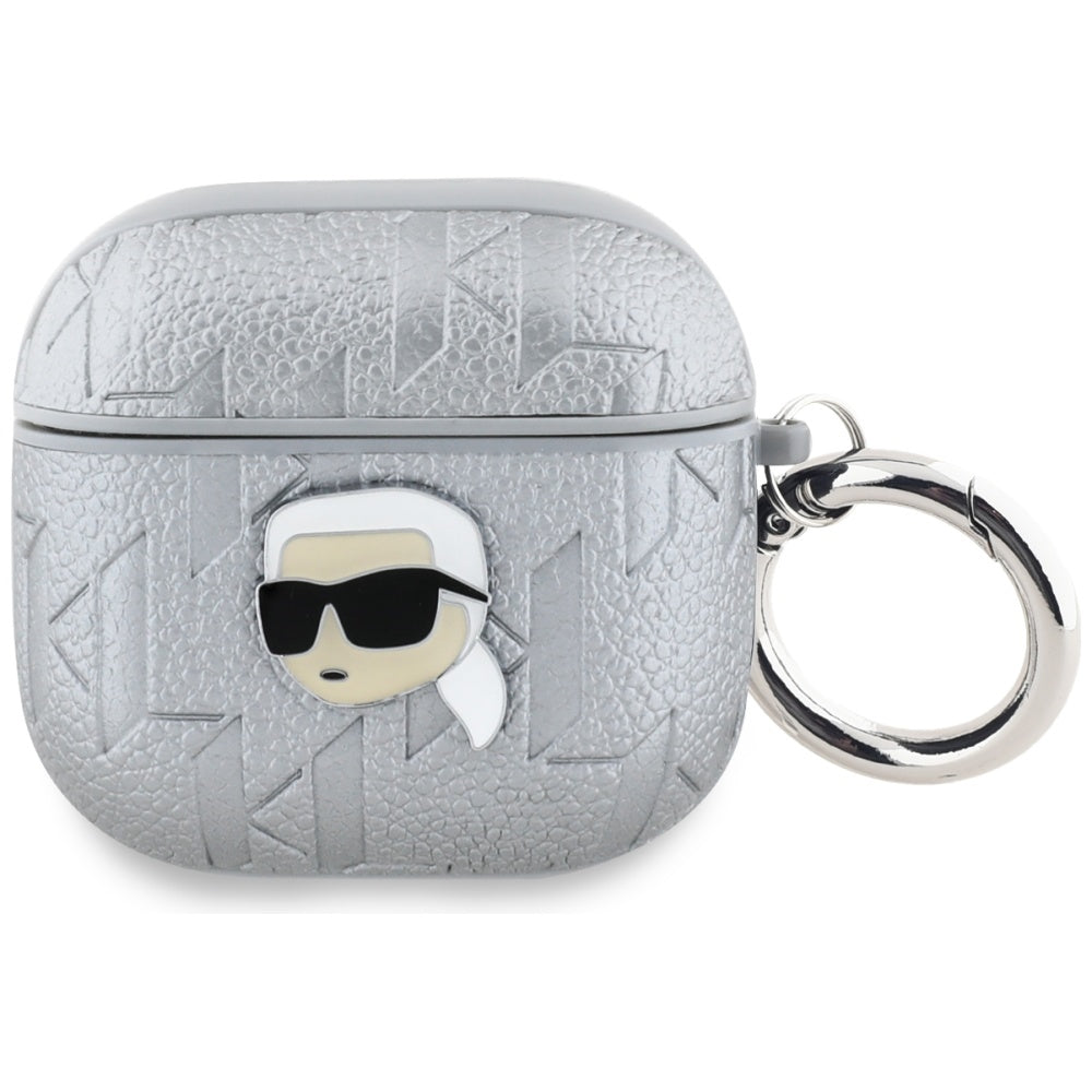 Schutzhülle für AirPods 5 / 4, Karl Lagerfeld Monogram Karl Head, Silbern