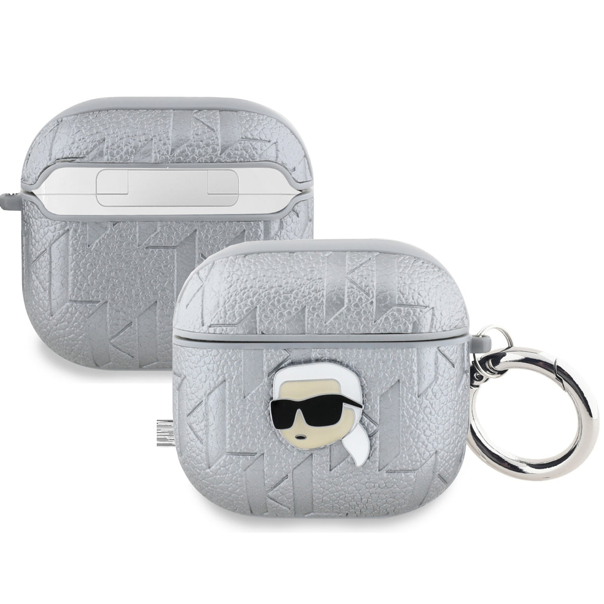 Schutzhülle für AirPods 5 / 4, Karl Lagerfeld Monogram Karl Head, Silbern
