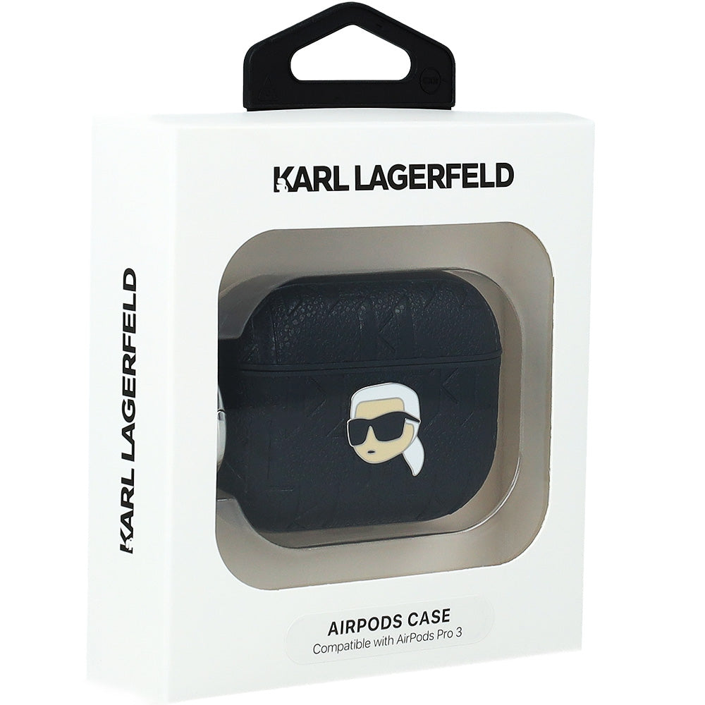 Schutzhülle für AirPods Pro 3, Karl Lagerfeld Monogram Karl Head, Schwarz