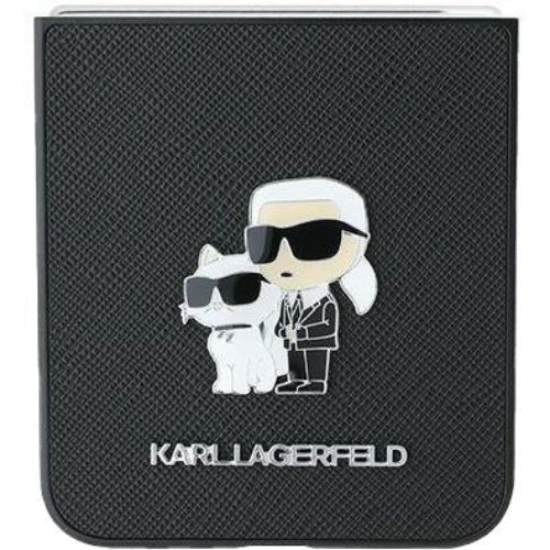 Handyhülle für Galaxy Z Flip7 FE / Z Flip6, Karl Lagerfeld Saffiano Metal Pin, Schwarz