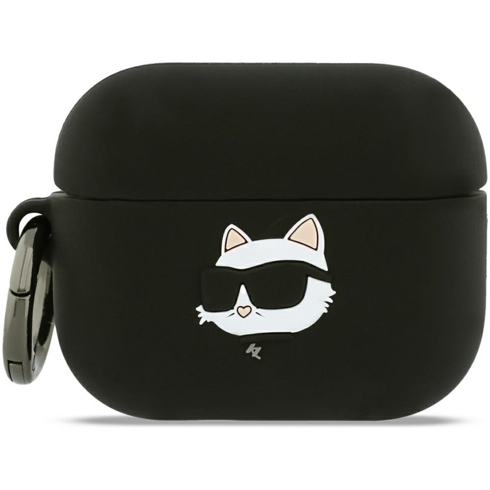 Schutzhülle für AirPods Pro 3, Karl Lagerfeld Silicone Chaupette Head 3D, Schwarz