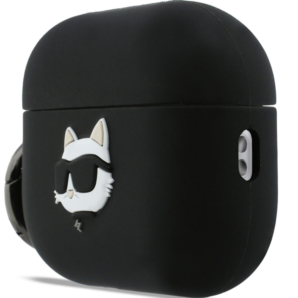 Schutzhülle für AirPods Pro 3, Karl Lagerfeld Silicone Chaupette Head 3D, Schwarz