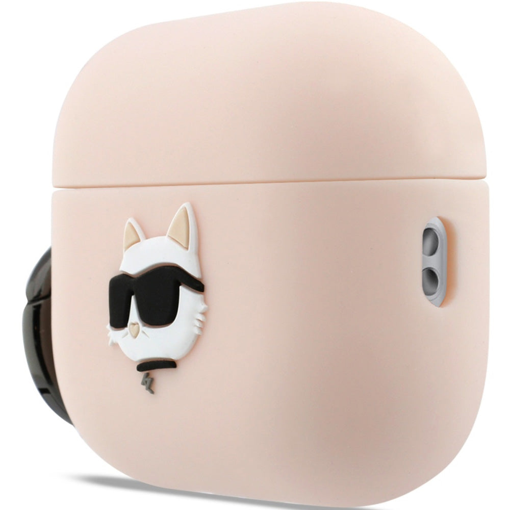 Schutzhülle für AirPods Pro 3, Karl Lagerfeld Silicone Chaupette Head 3D, Rosa