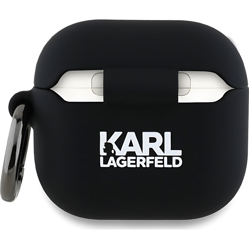 Schutzhülle für AirPods 4, Karl Lagerfeld Silicone Choupette Head 3D Case, Schwarz