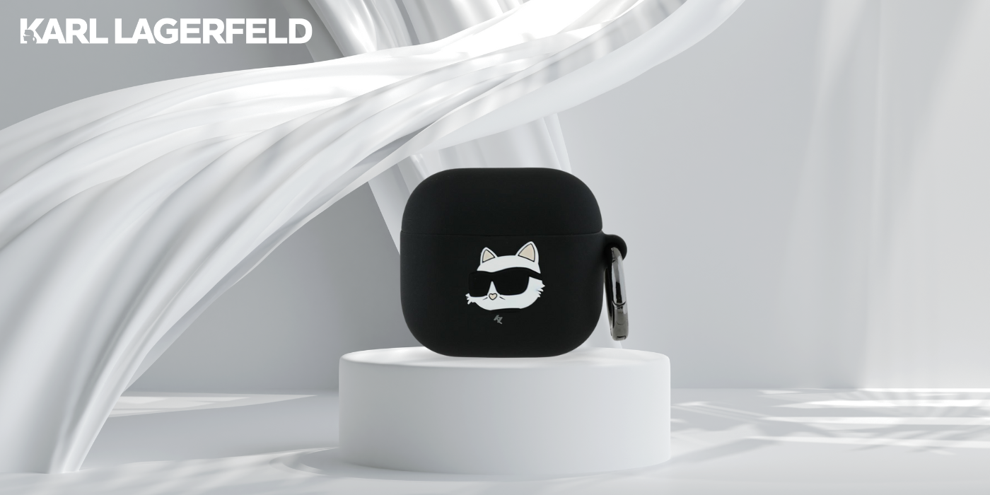 Schutzhülle für AirPods 4, Karl Lagerfeld Silicone Choupette Head 3D Case, Schwarz