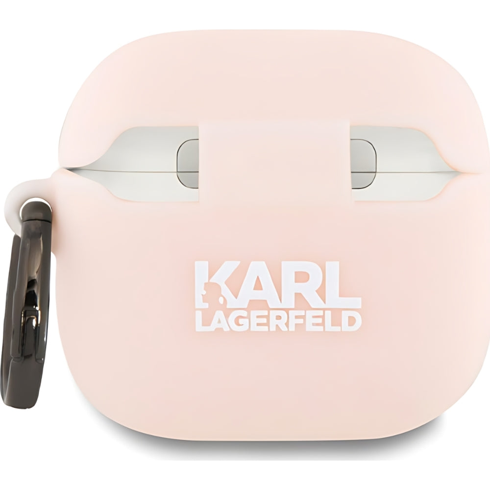 Schutzhülle für AirPods 4, Karl Lagerfeld Silicone Choupette Head 3D Case, Rosa