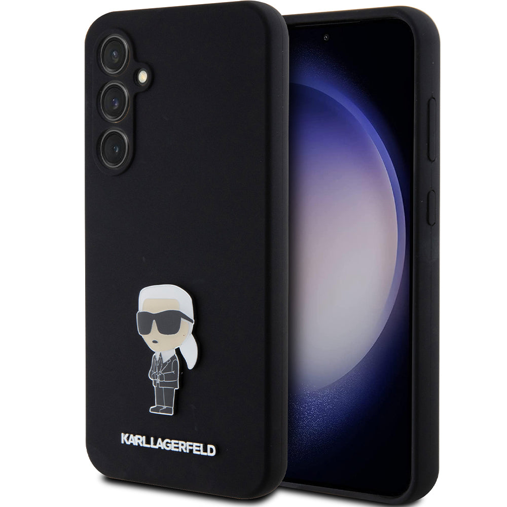 Schutzhülle Karl Lagerfeld Silicone Ikonik Metal Pin für Galaxy S23 FE, Schwarz