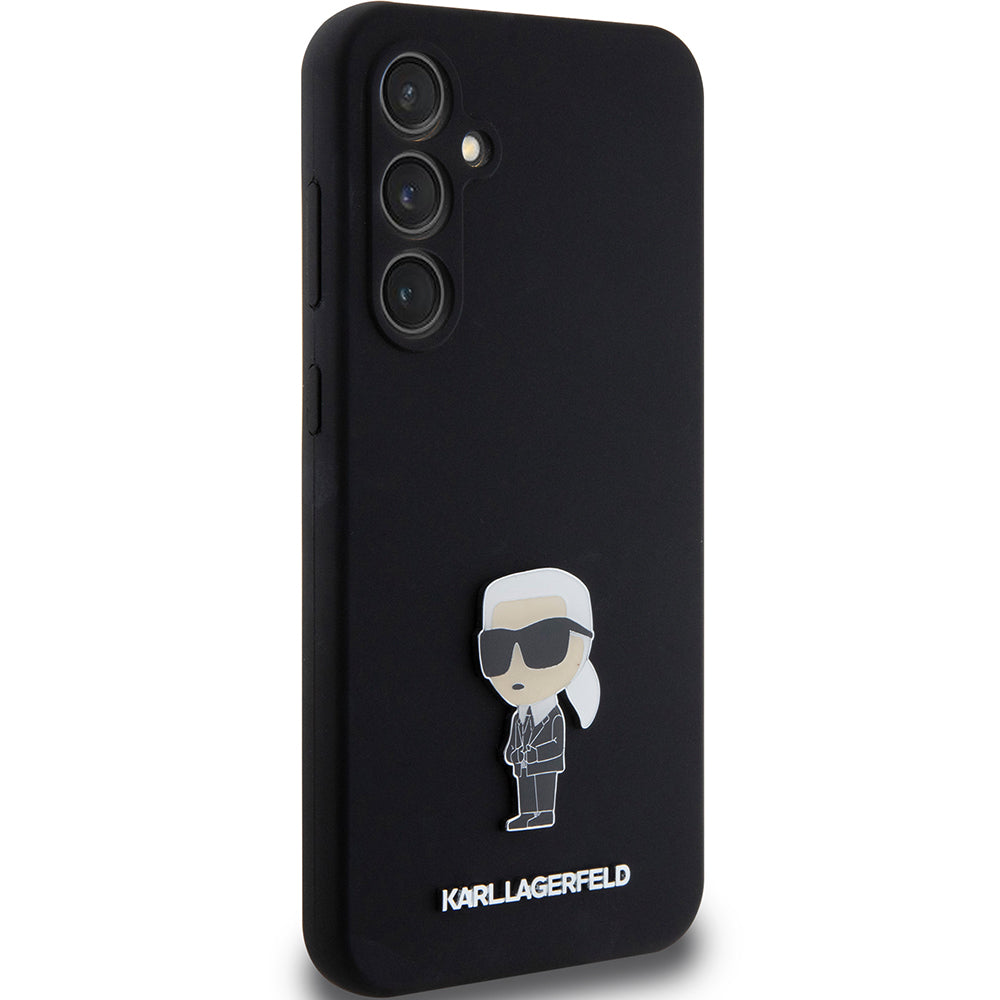 Schutzhülle Karl Lagerfeld Silicone Ikonik Metal Pin für Galaxy S23 FE, Schwarz