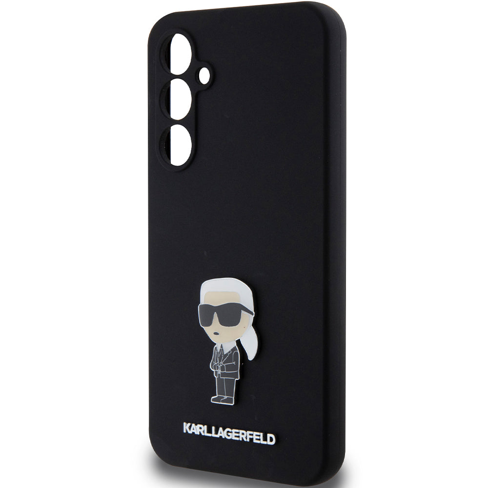 Schutzhülle Karl Lagerfeld Silicone Ikonik Metal Pin für Galaxy S23 FE, Schwarz