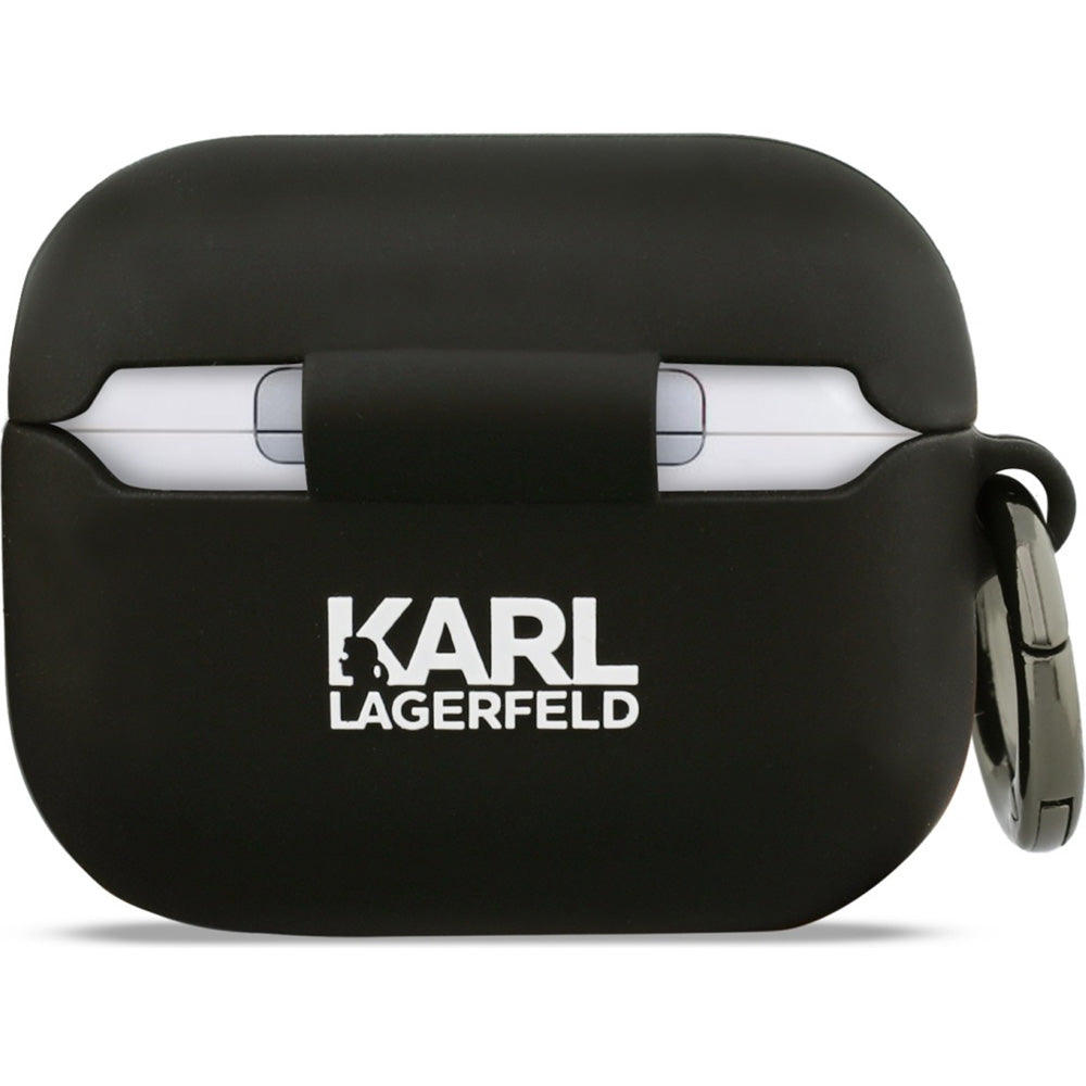 Schutzhülle für AirPods Pro 3, Karl Lagerfeld Silicone Karl and Choupette Head 3D, Schwarz
