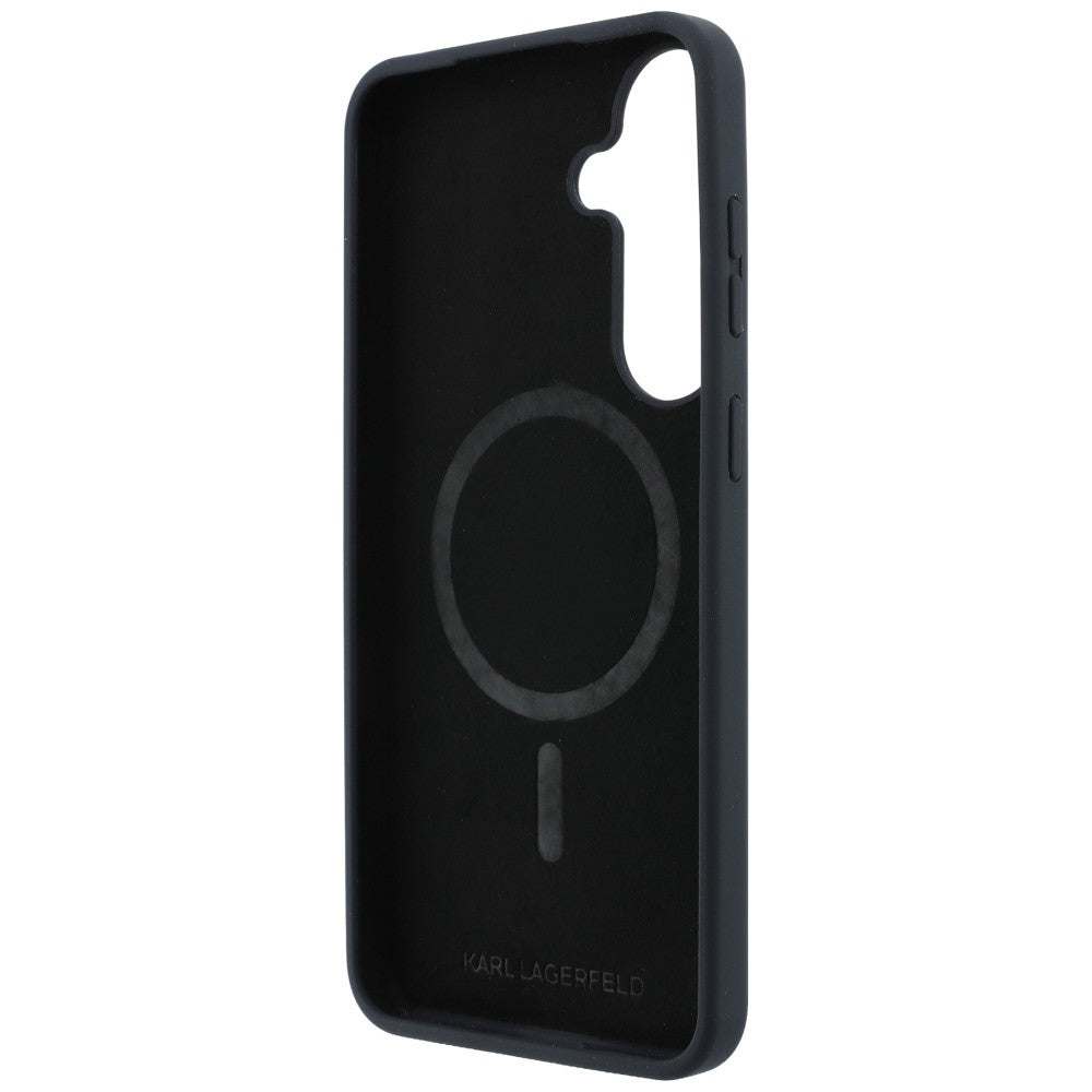 Handyhülle für Galaxy S26 FE, Karl Lagerfeld Hardcase Silicone Karl & Choupette Body Ring mit MagSafe, Schwarz