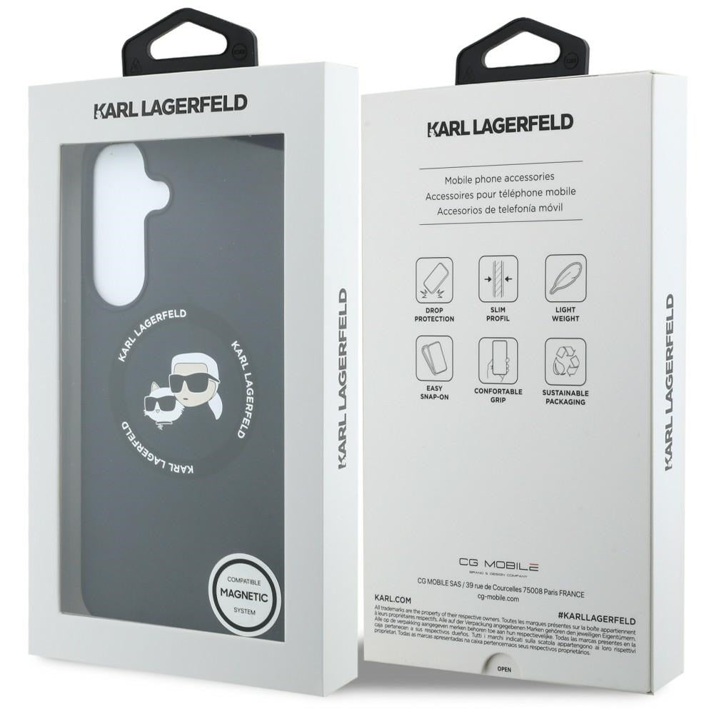 Handyhülle für Galaxy S26 FE, Karl Lagerfeld Hardcase Silicone Karl & Choupette Body Ring mit MagSafe, Schwarz