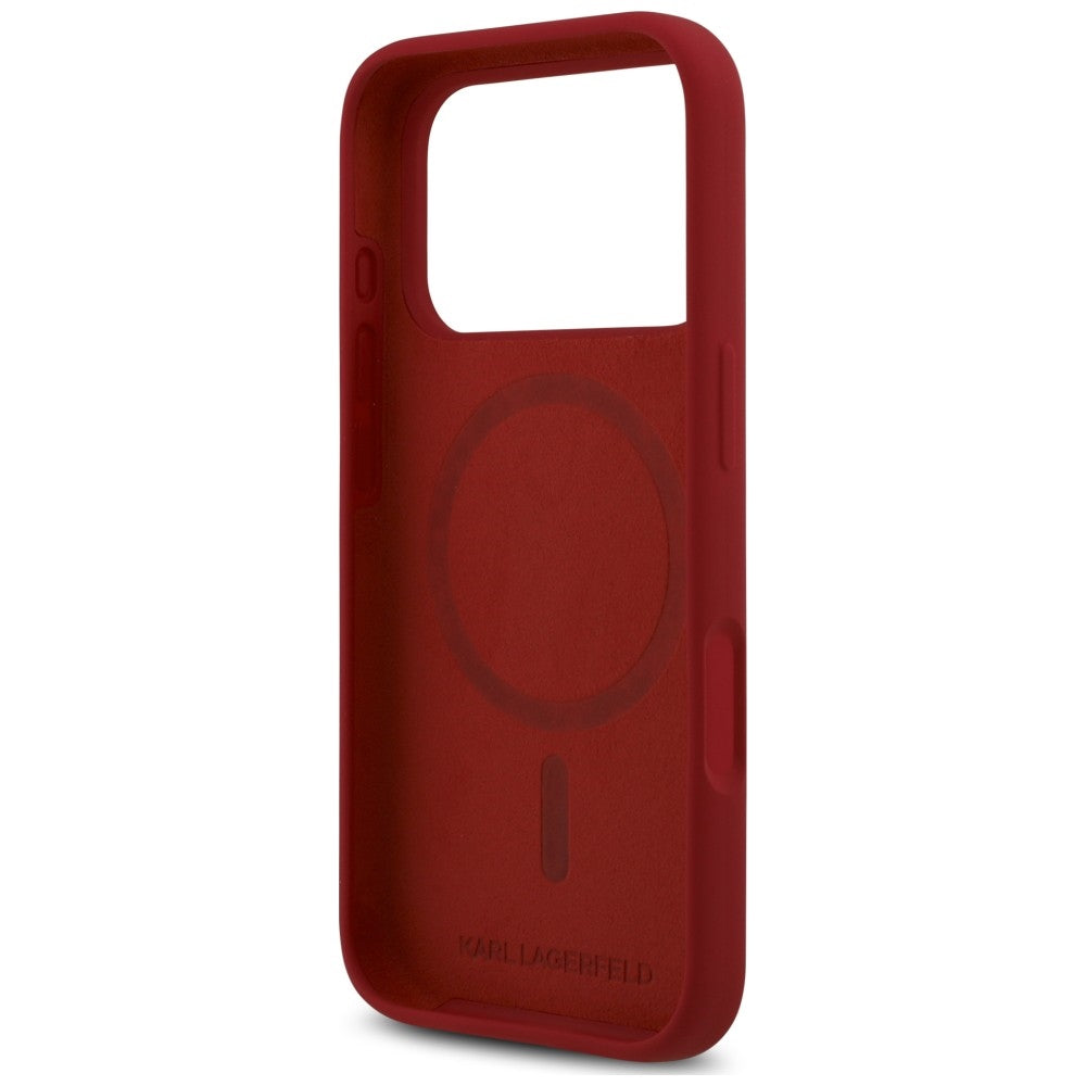 Karl Lagerfeld Handyhülle Silicone Karl & Choupette Ring do MagSafe für iPhone 18 Pro / 17 Pro, Rot (7/8)
