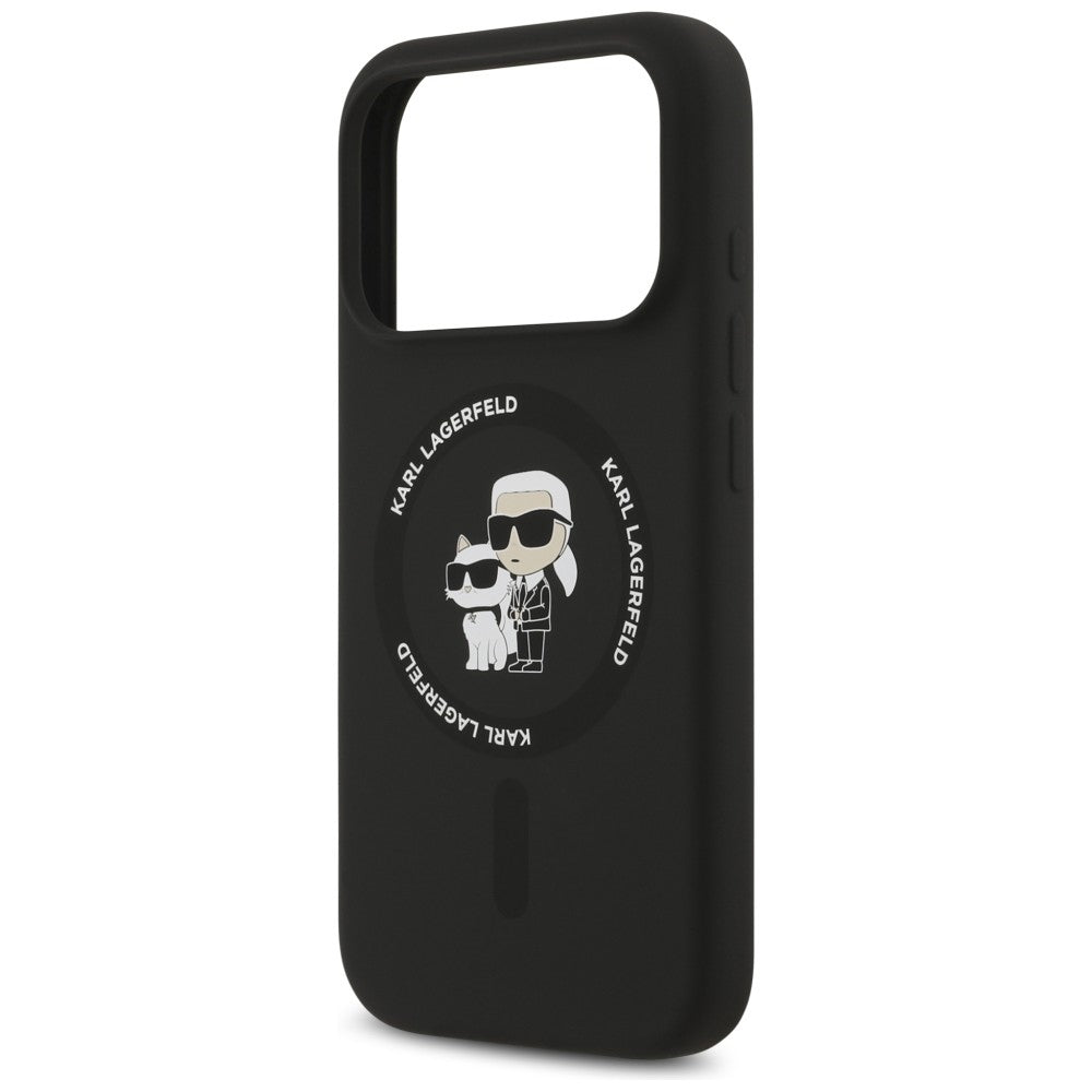 Karl Lagerfeld Handyhülle Silicone Karl & Choupette Ring do MagSafe für iPhone 18 Pro Max / 17 Pro Max, Schwarz (6/8)