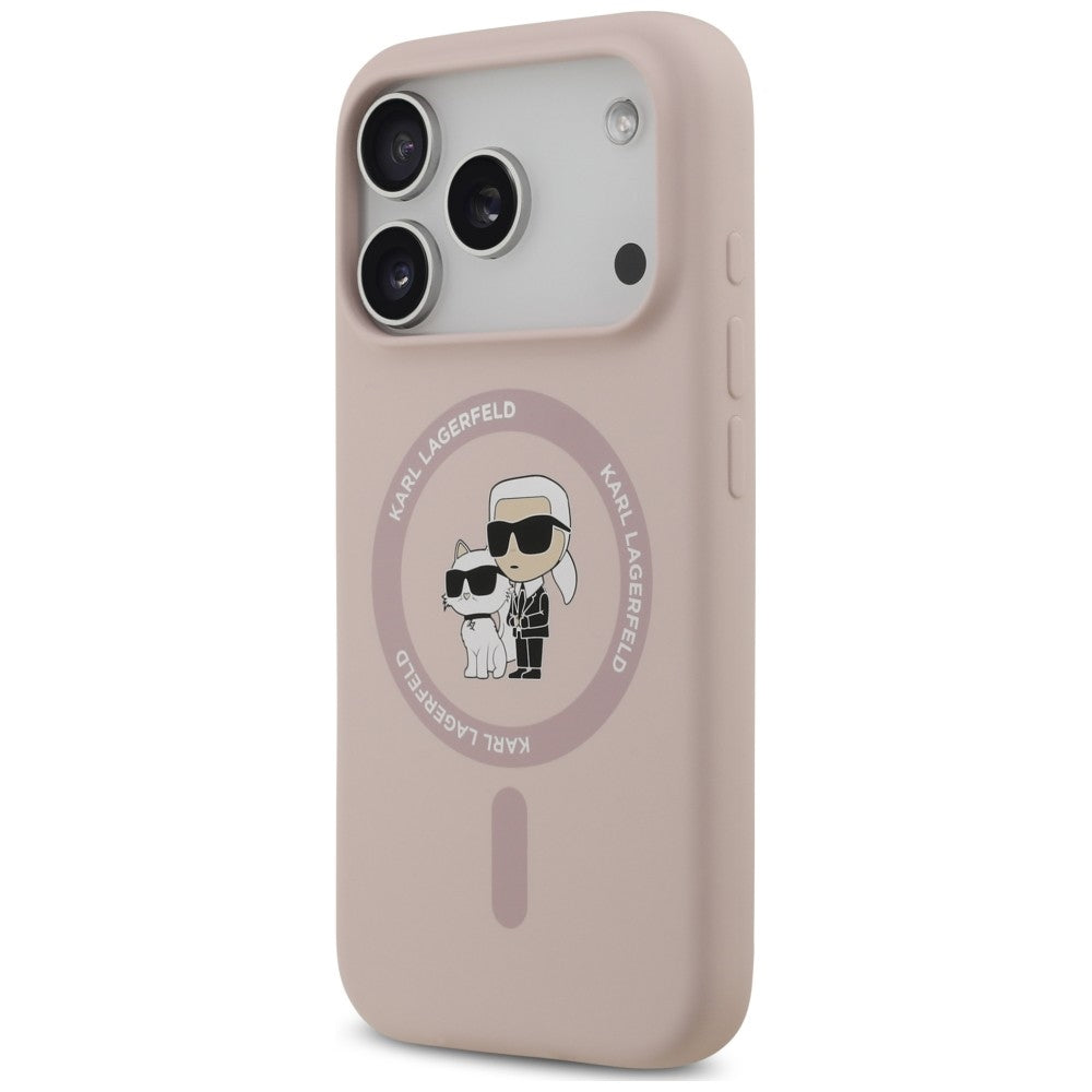 Karl Lagerfeld Handyhülle Silicone Karl & Choupette Ring do MagSafe für iPhone 18 Pro / 17 Pro, Rosa (2/8)