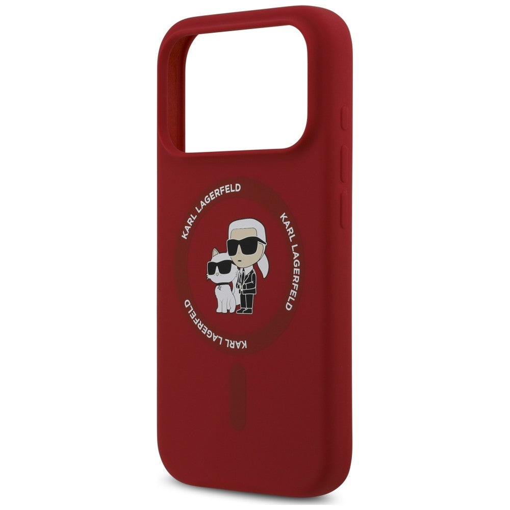 Karl Lagerfeld Handyhülle Silicone Karl & Choupette Ring do MagSafe für iPhone 18 Pro / 17 Pro, Rot (6/8)