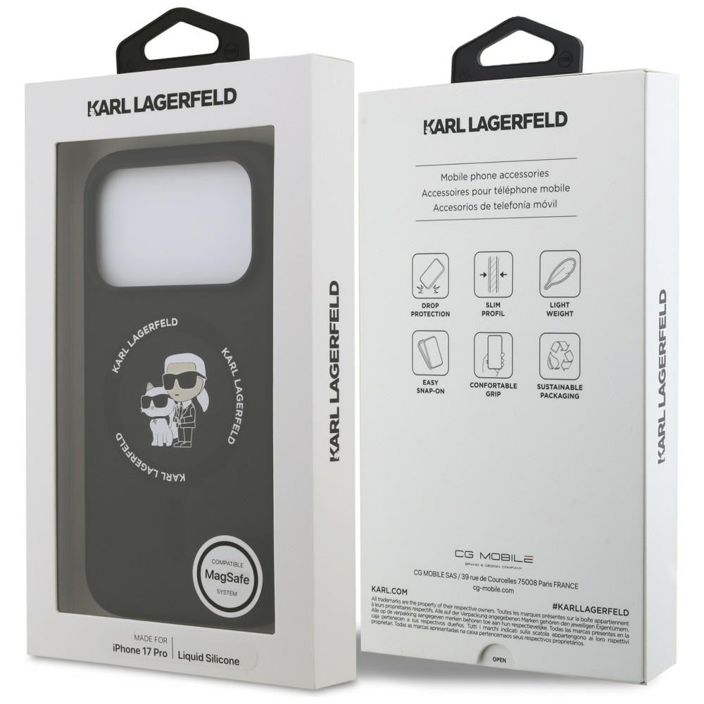 Karl Lagerfeld Handyhülle Silicone Karl & Choupette Ring do MagSafe für iPhone 18 Pro Max / 17 Pro Max, Schwarz (8/8)