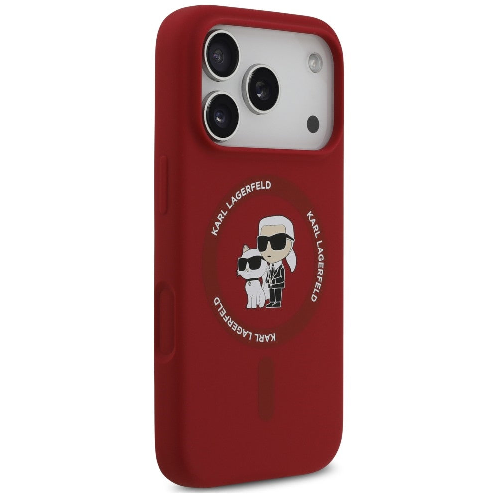 Karl Lagerfeld Handyhülle Silicone Karl & Choupette Ring do MagSafe für iPhone 18 Pro / 17 Pro, Rot (4/8)