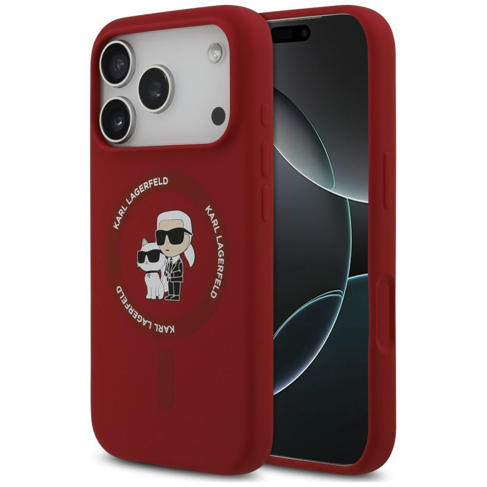Karl Lagerfeld Handyhülle Silicone Karl & Choupette Ring do MagSafe für iPhone 18 Pro / 17 Pro, Rot (1/8)