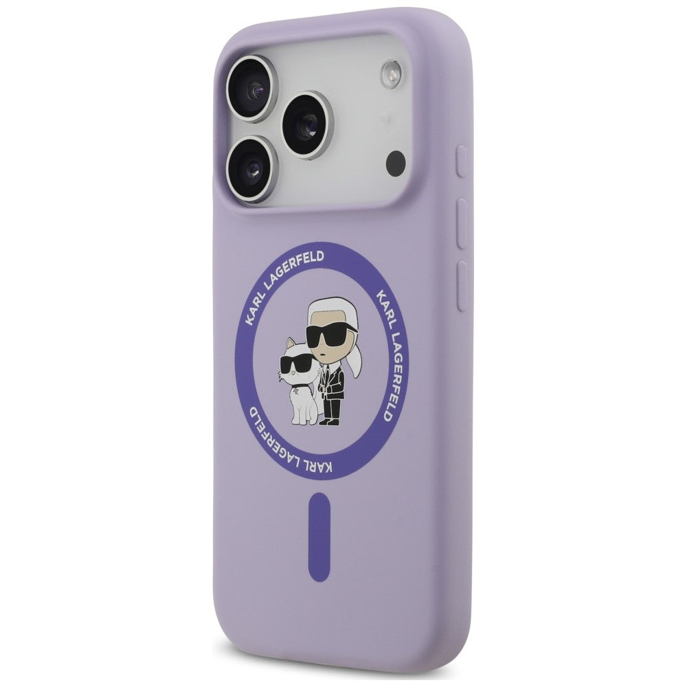 Karl Lagerfeld Handyhülle Silicone Karl & Choupette Ring do MagSafe für iPhone 18 Pro Max / 17 Pro Max, Violett (2/8)