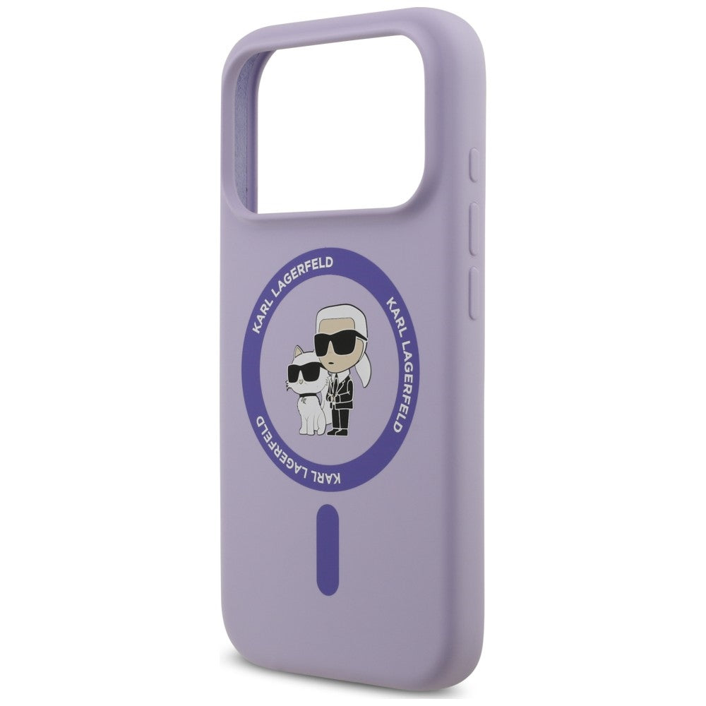 Karl Lagerfeld Handyhülle Silicone Karl & Choupette Ring do MagSafe für iPhone 18 Pro Max / 17 Pro Max, Violett (6/8)