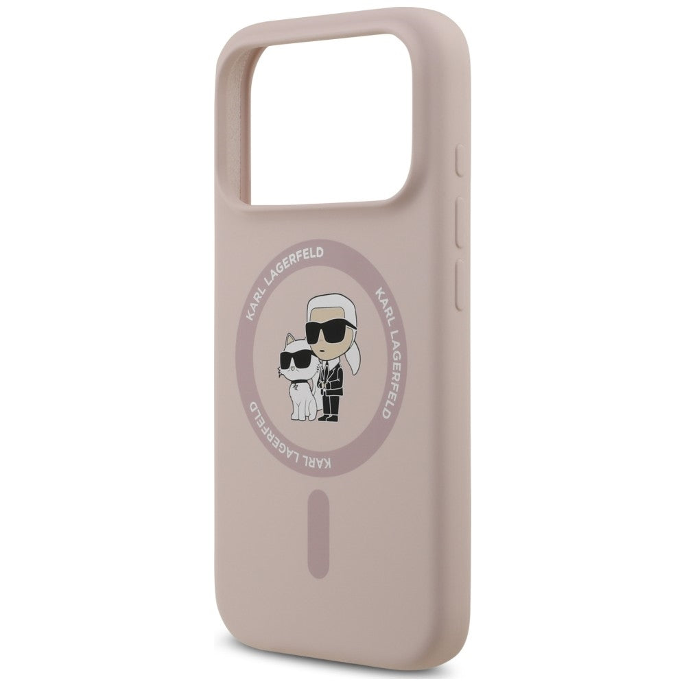 Karl Lagerfeld Handyhülle Silicone Karl & Choupette Ring do MagSafe für iPhone 18 Pro Max / 17 Pro Max, Rosa (6/8)