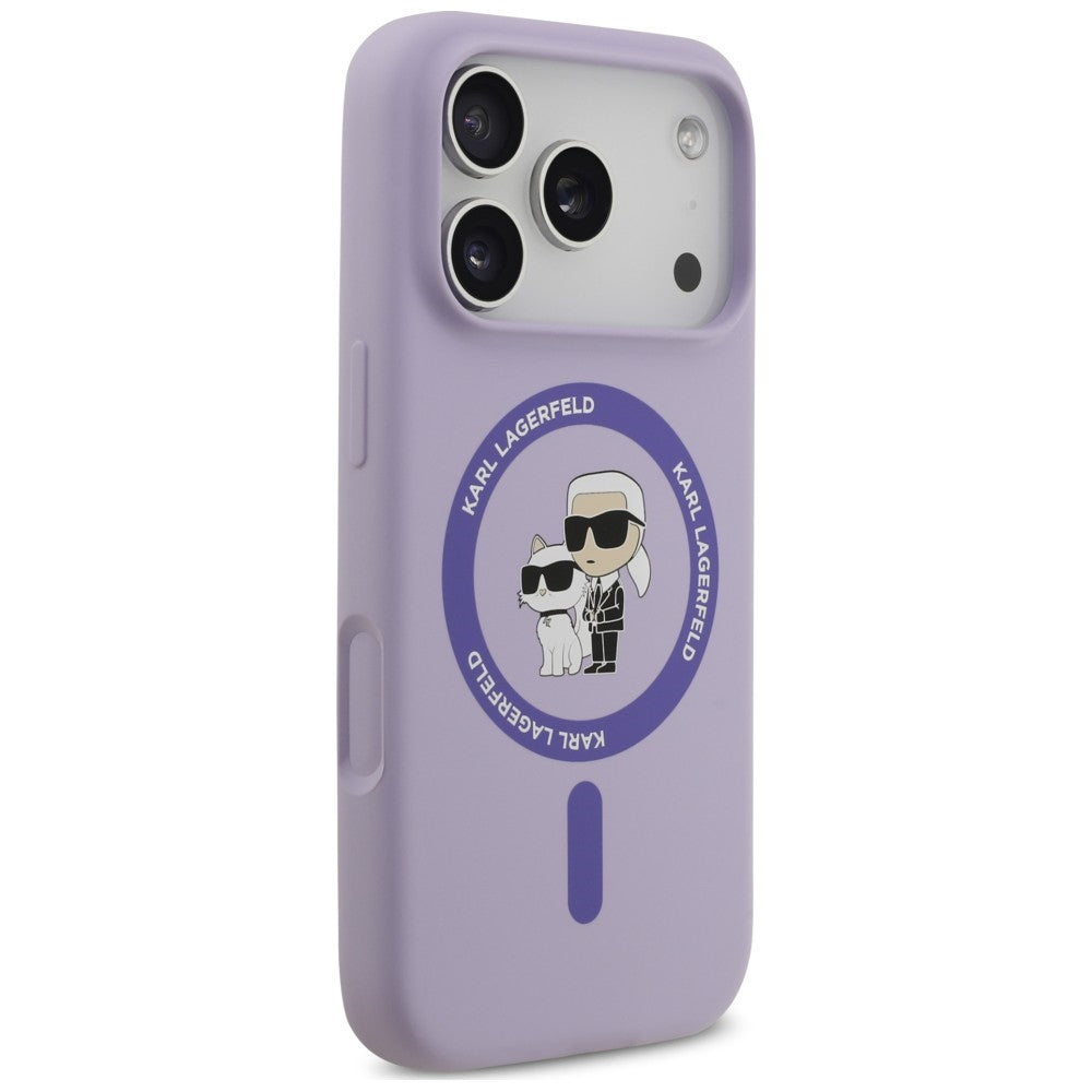 Karl Lagerfeld Handyhülle Silicone Karl & Choupette Ring do MagSafe für iPhone 18 Pro Max / 17 Pro Max, Violett (4/8)