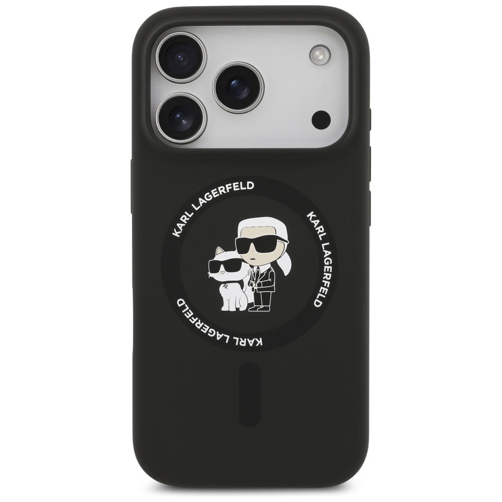 Karl Lagerfeld Handyhülle Silicone Karl & Choupette Ring do MagSafe für iPhone 18 Pro / 17 Pro, Schwarz (3/8)